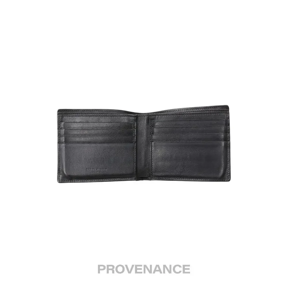 🔴 Saint Laurent Paris SLP Logo Bifold Wallet - Black